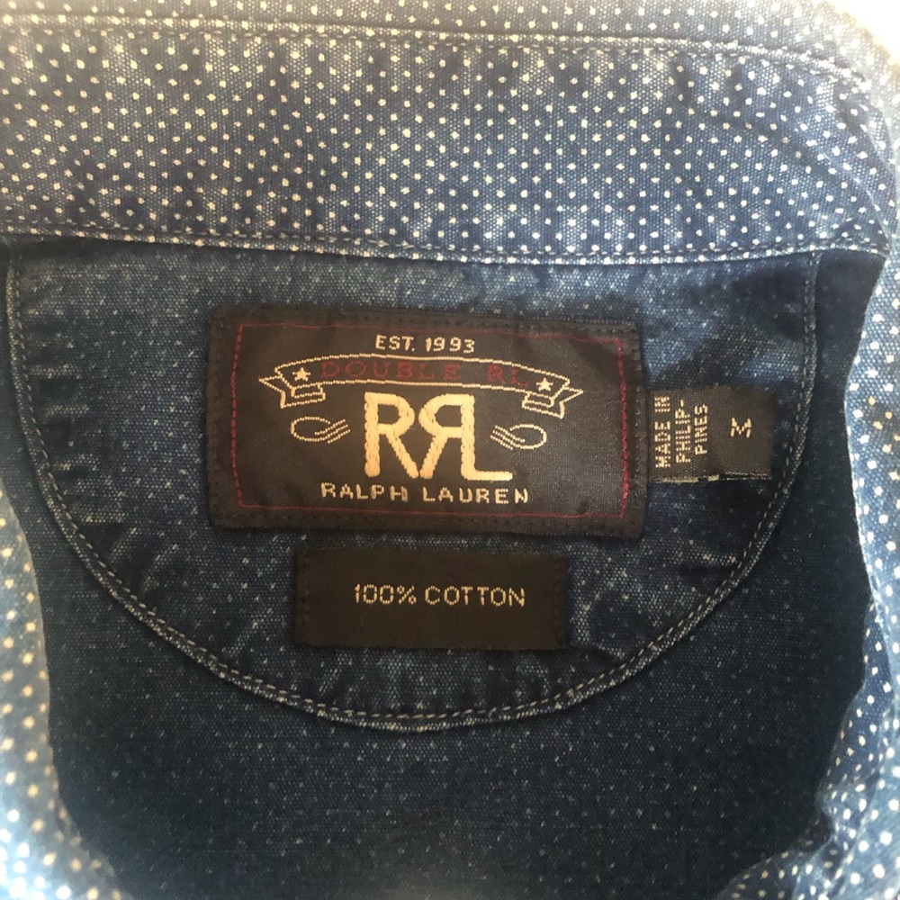 RRL Blue Dot  Cotton Shirt, Medium